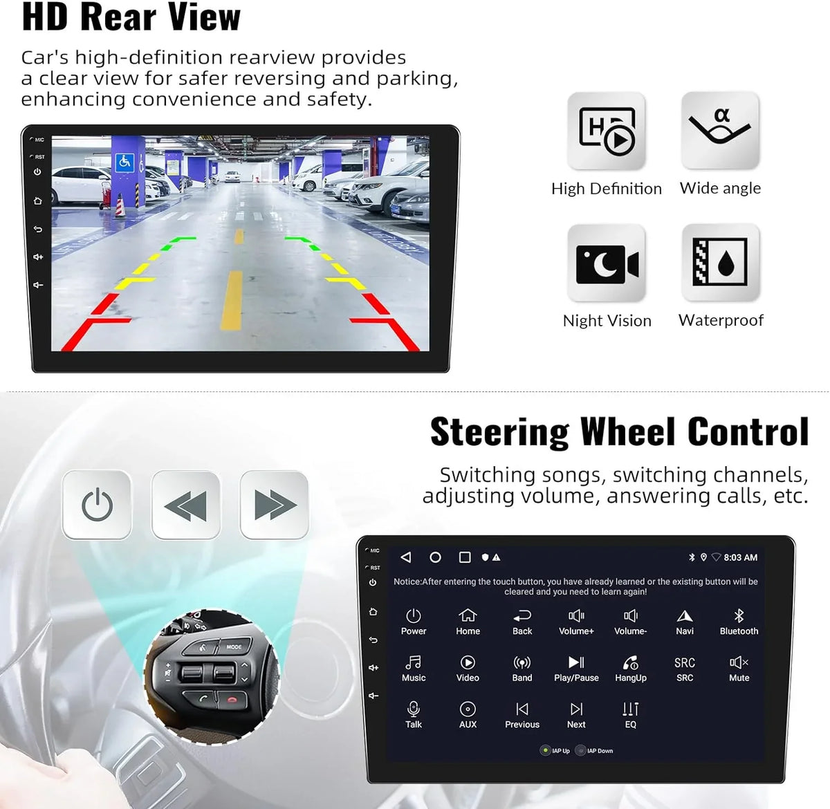 Microphone 1+32G Rear Android Car Single Auto,Navi,WiFi,Bluetooth,FM/RDS+ Radio Stereo, Android Din with Carplay Camera Handsfree,Wireless Inch Car 13 Wireless 10.1 Bluetooth