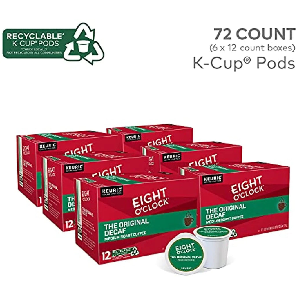 K-Cup Eight 72 Medium Coffee Single-Serve Decaf, Oclock Roast, Original Pods, Count Coffee The