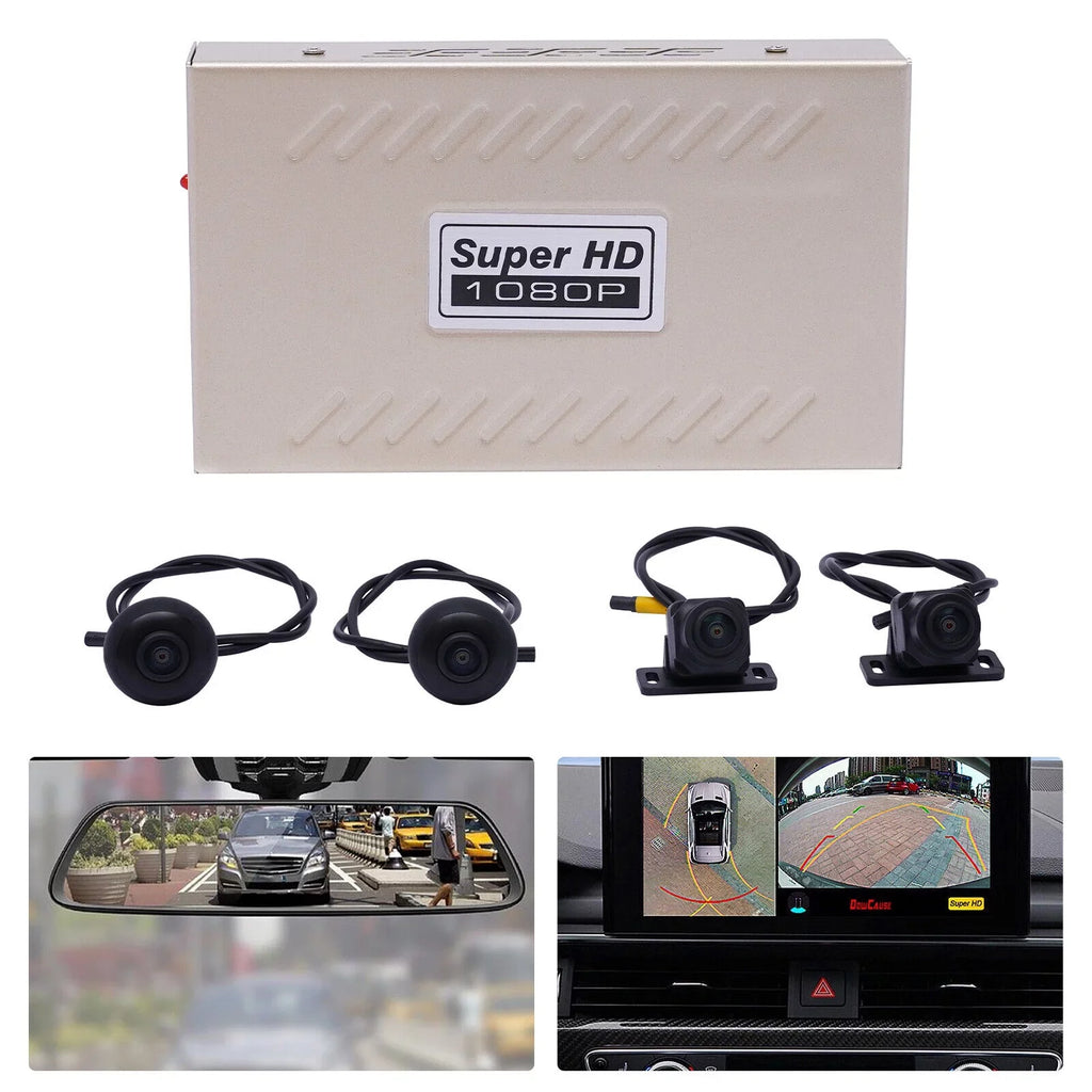 Recording System 360° DVR Miumaeov Panoramic 4-camera View Seamless Bird Car Kits 1080P