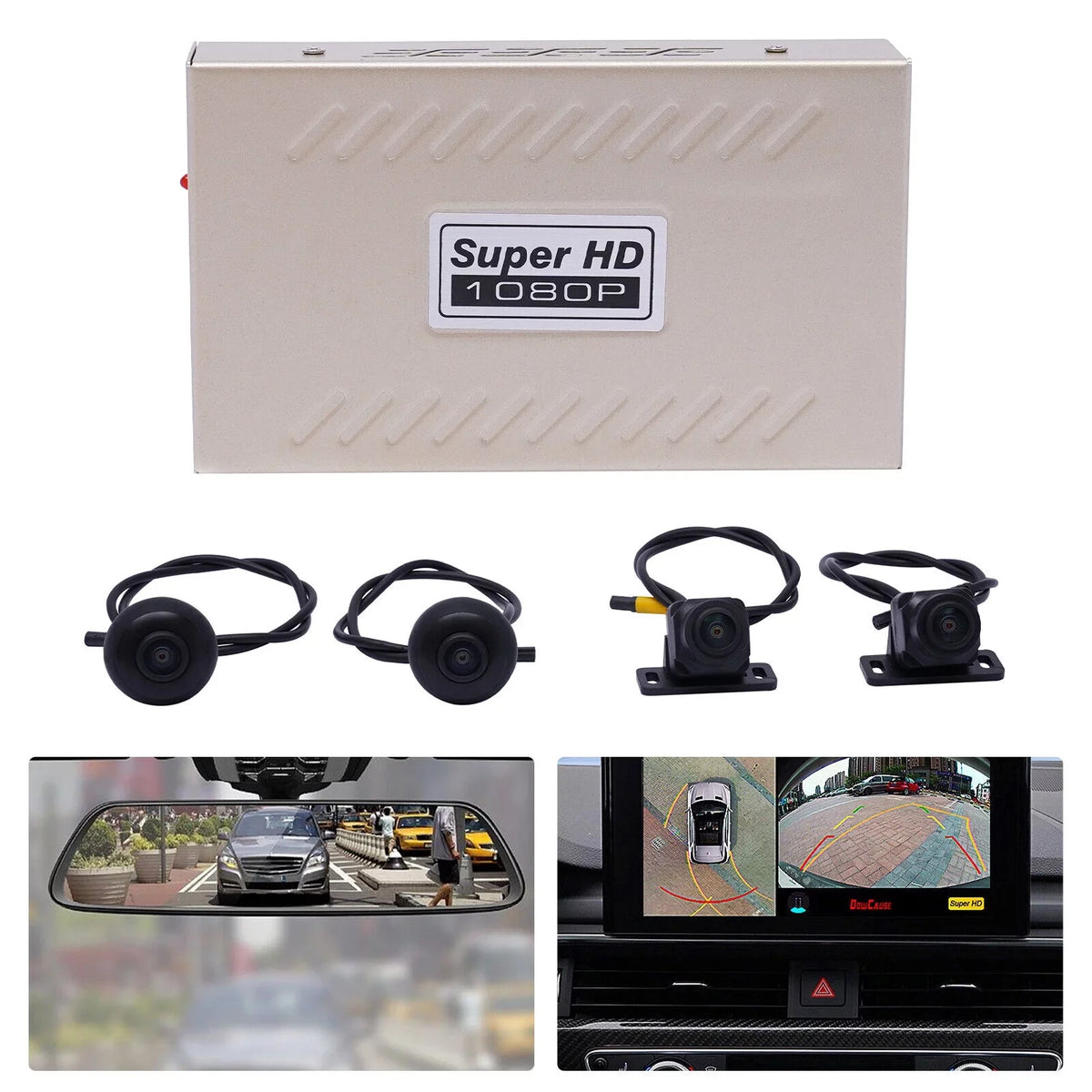 View Cam Dash for View Degree Surround 4-Camera Kit 360 System Rear 1080P Recording Bird Cars DVR Miumaeov Car