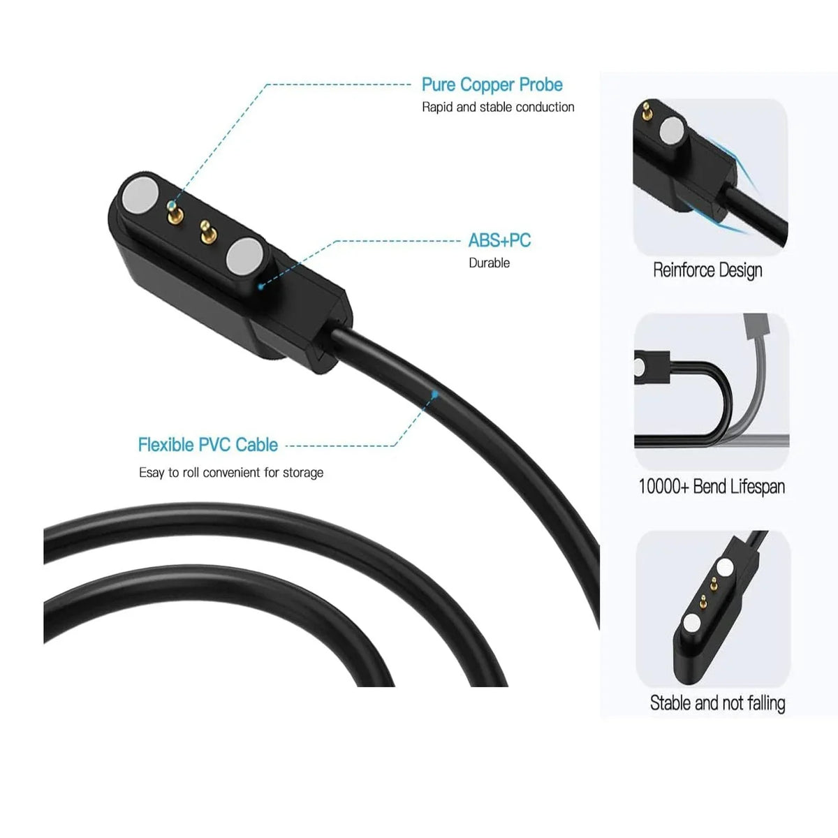 3.3FT SW021 Smart Watch Cable Charging ID205L [2-Pack] SW023 Charger Willful Magnetic for VeryFitPro USB YAMAY Letsfit