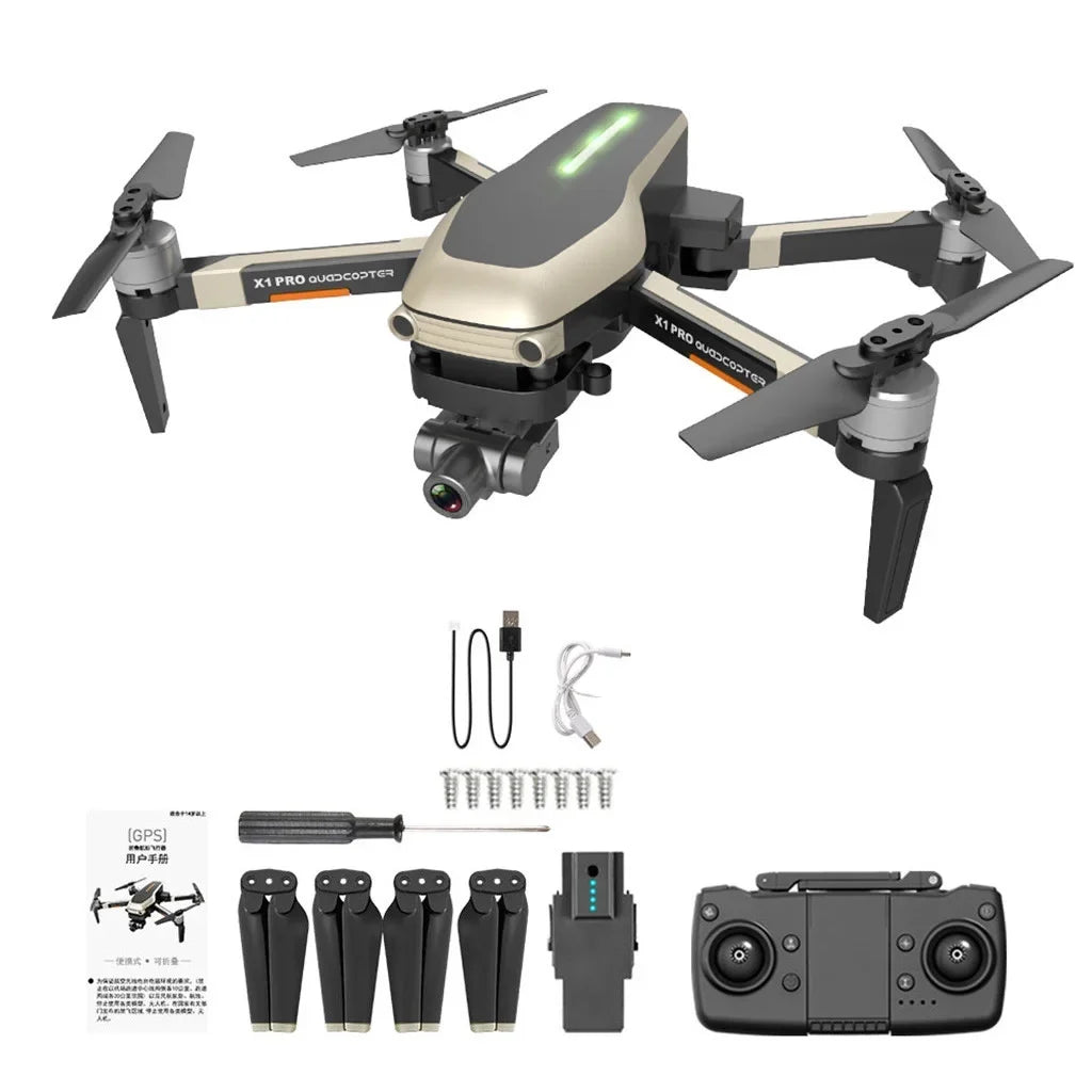 GPS Mechanical Gimbal FPV folding Two-Axis Selfie WIFI Camera HD X1 drone PRO Cieken 4k