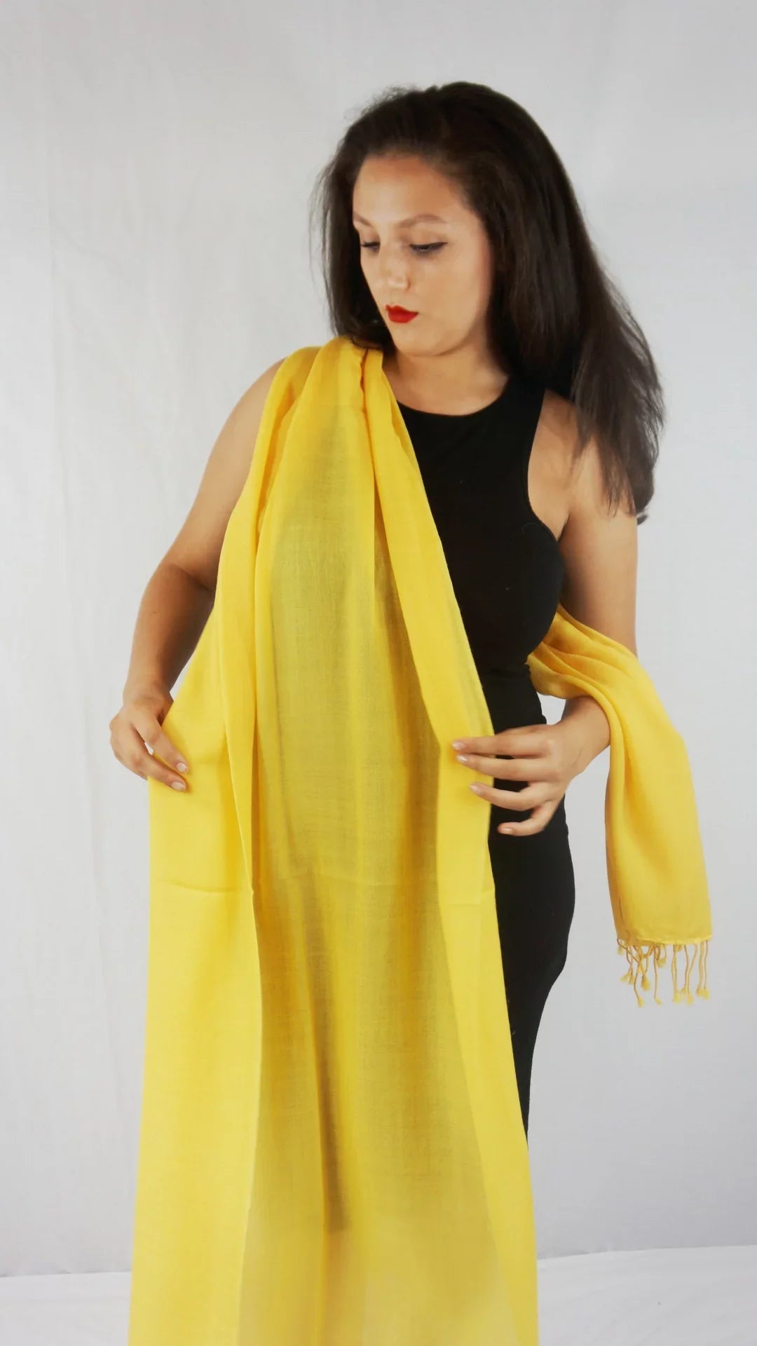 Shawl/Sheer (Marigold weight Shawl/Evening Regular Shawl/Scarf/Scarves Shawl) Yellow Shawl/liquid Shawl/Summer Shawl/Light Fancy Pashmina Shawl/Pashmina