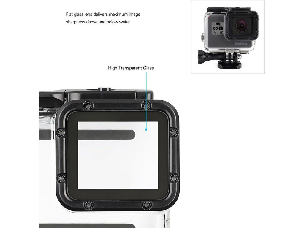 Tripod 3-Pack 6 Dive Screw, Buckle, for Hero Lens Hero Quick 45m GoPro Release Housing 7 Adapter, Waterproof Dive Filters with Black Thumb (2018) - 5 Case Include Underwater Cap Backdoor,