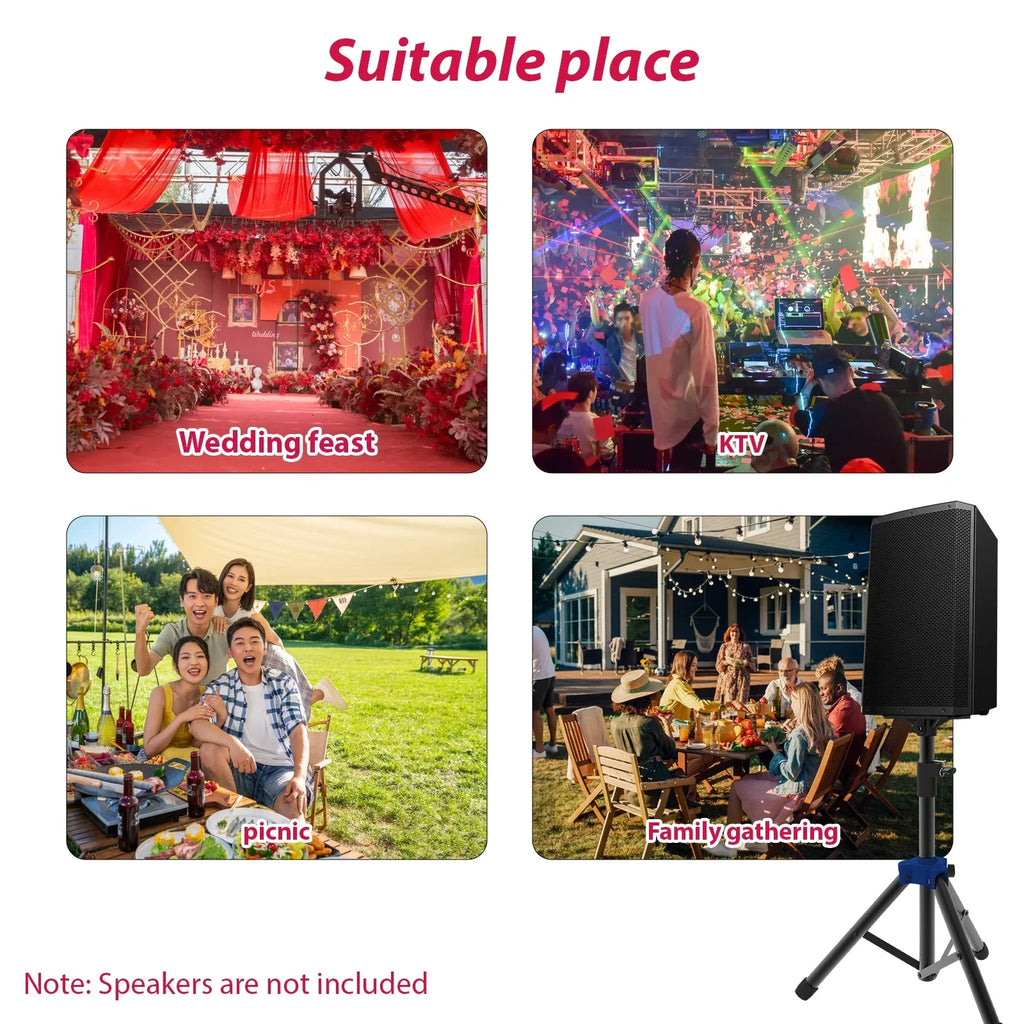 Studio Non-slip Three-point Stand Heavy Speaker Performance Duty Stand Adjustable Bracket Triangle Surround for Tripod Base Height Telescoping Speaker Sound