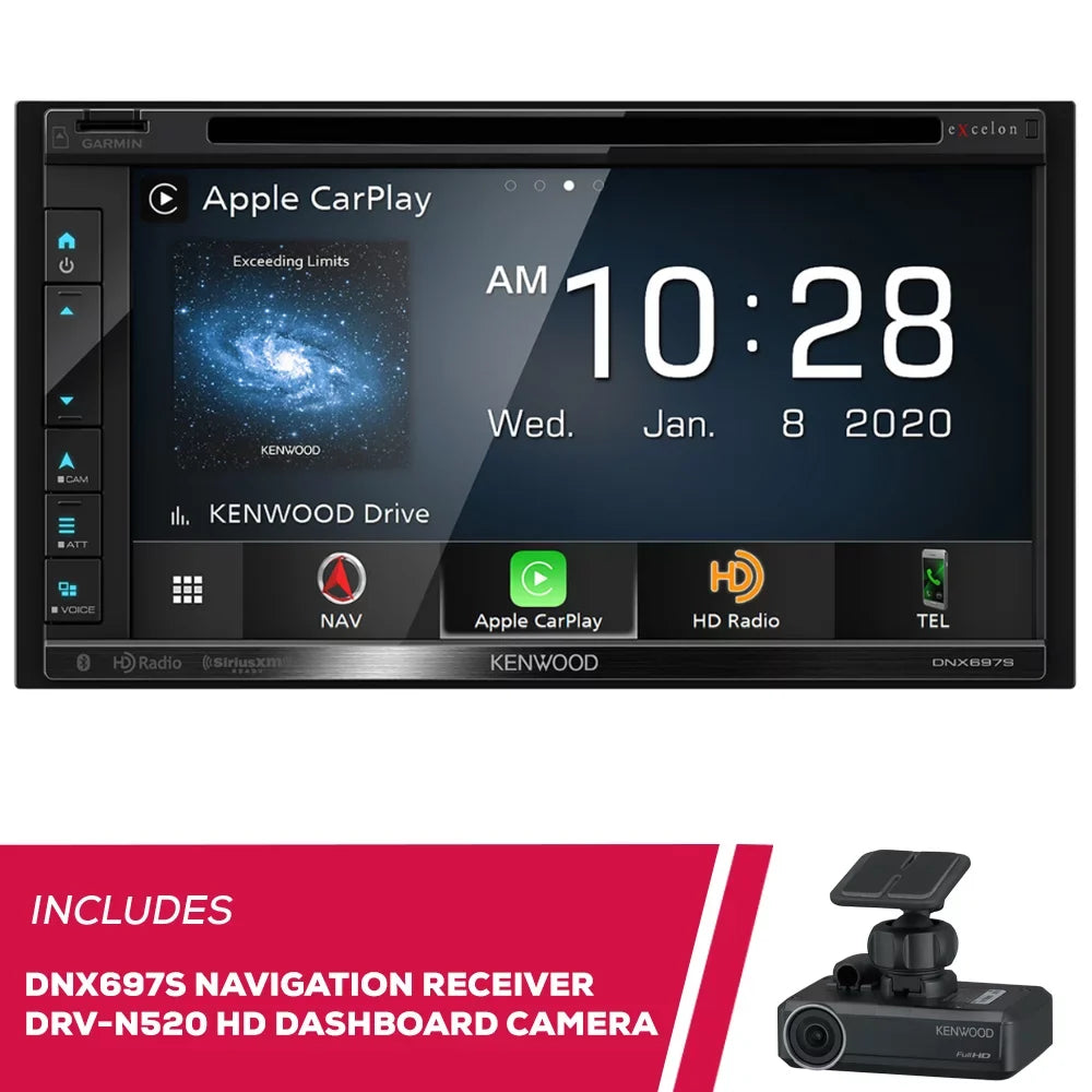 DRV-N520 Camera 6.8" Kenwood Full Navigation DNX697S Dashboard HD & Receiver DVD New