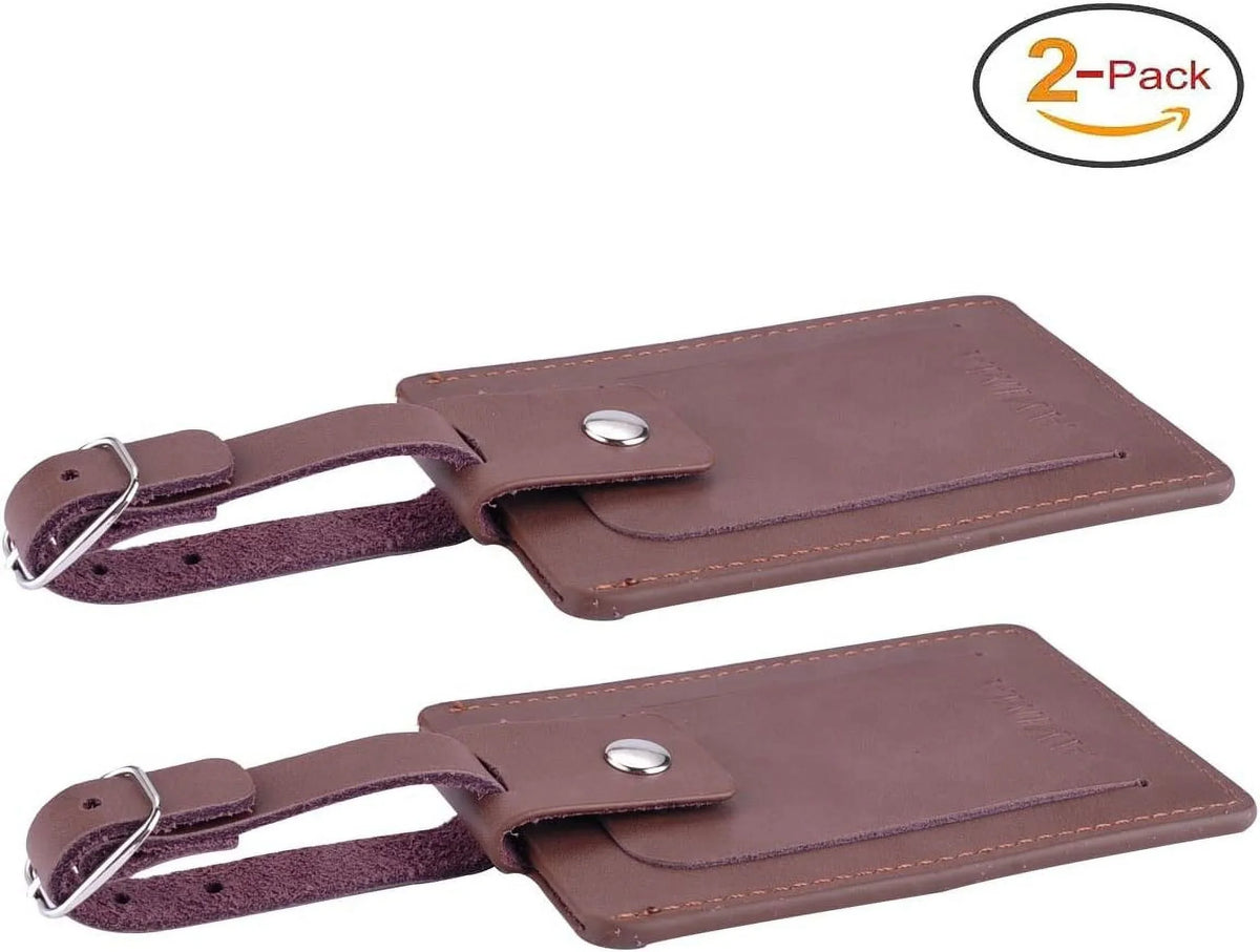2 Set Bag & Luggage Executive Pieces s With (Brown) Snap Closure Luxury Premium Leather