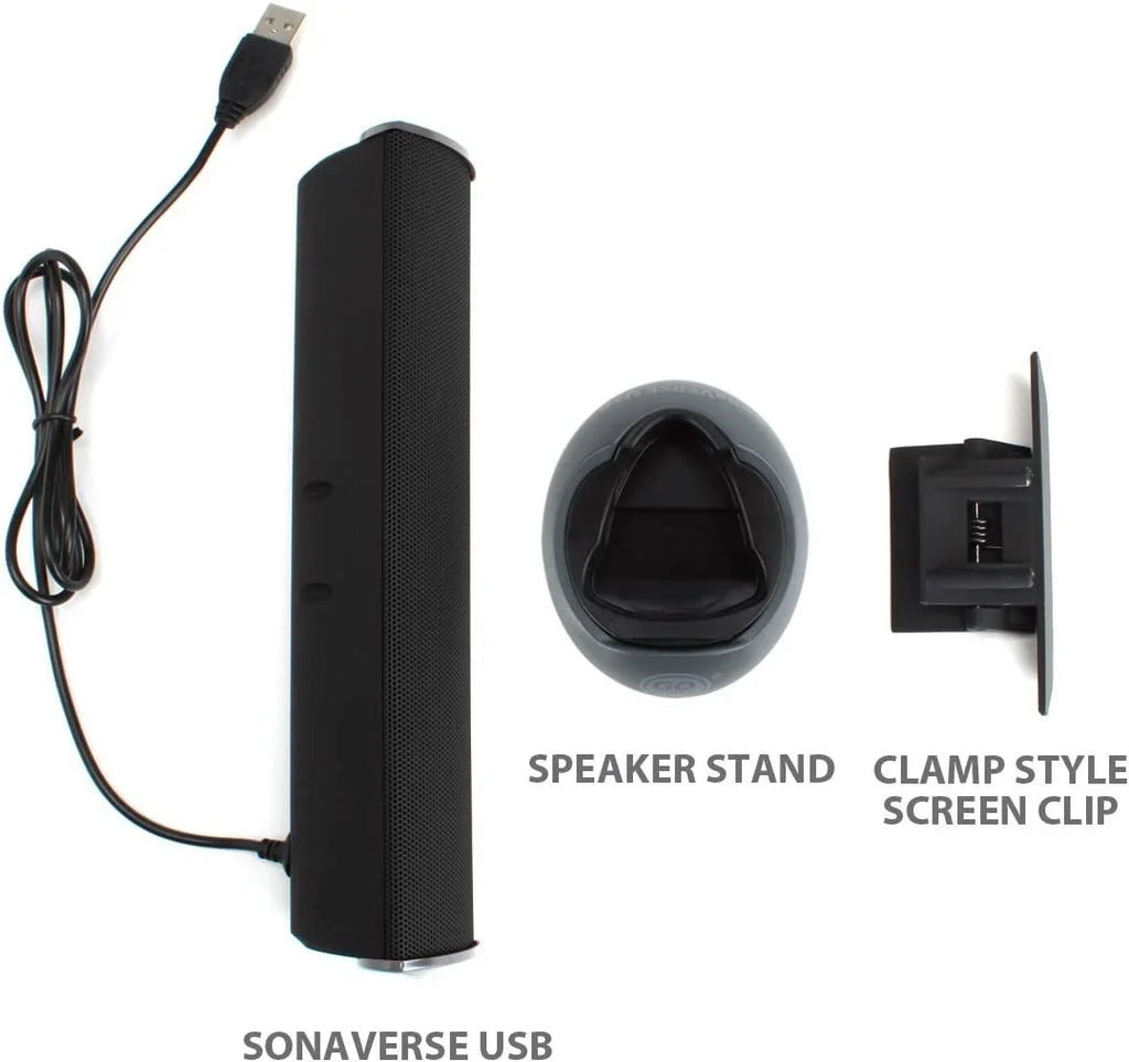 Laptop - USB Speaker with Powered SonaVERSE USB Speakers Mini External -On Bar Computer Sound for Portable