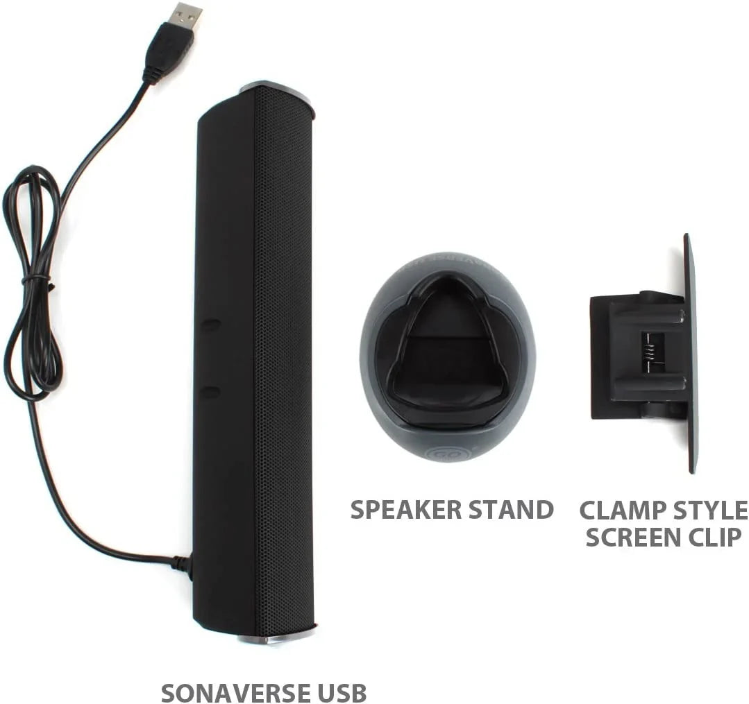 Laptop - USB Speaker with Powered SonaVERSE USB Speakers Mini External -On Bar Computer Sound for Portable
