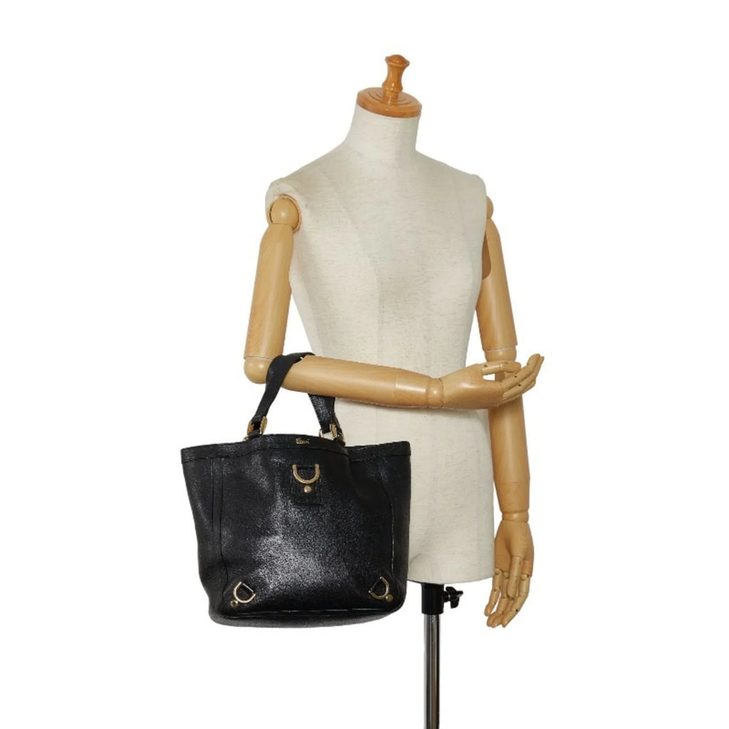Handbag Women's Pre-Owned Abbey (Good) Tote Black 130739 Bag Leather
