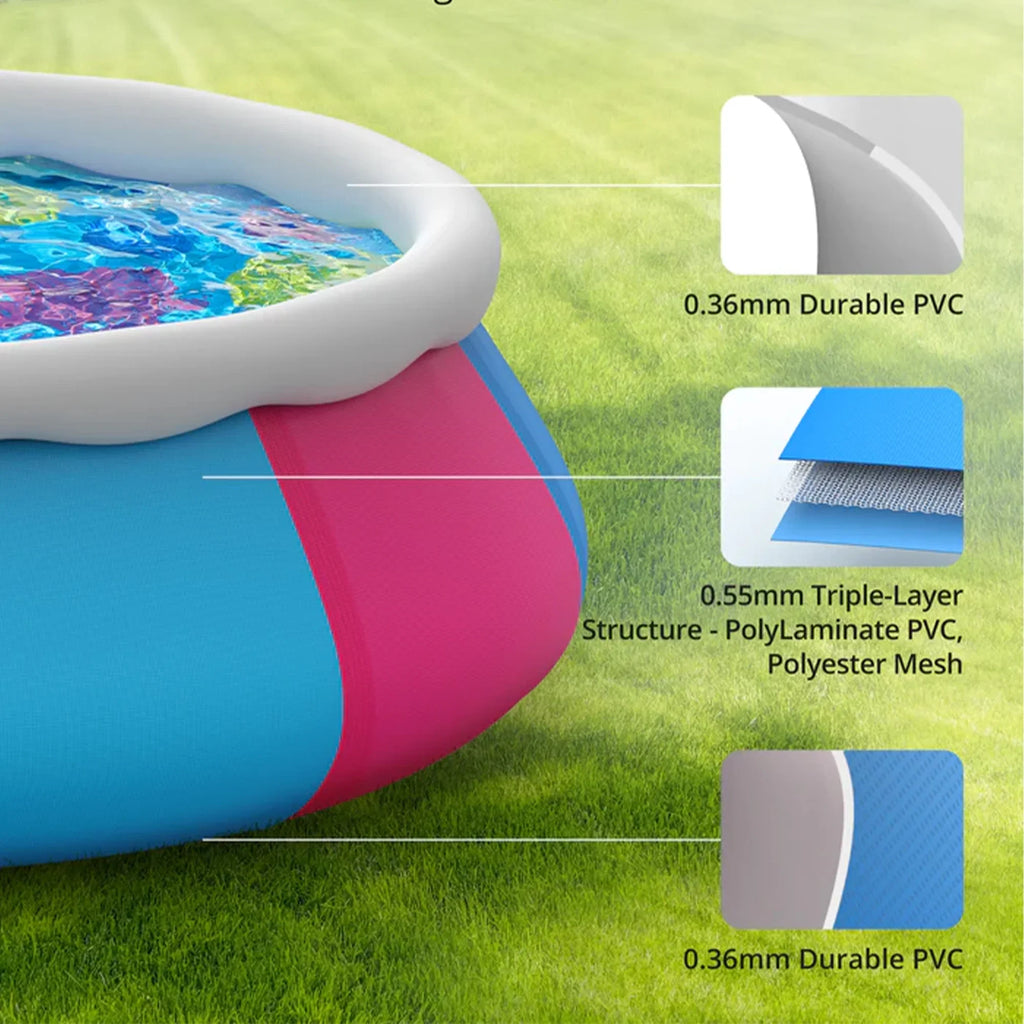 fabric x Pools abrasion Full-Sized Thicker 72" x Lounge Family ,120" Inflatable 22" resistant Pool Inolait