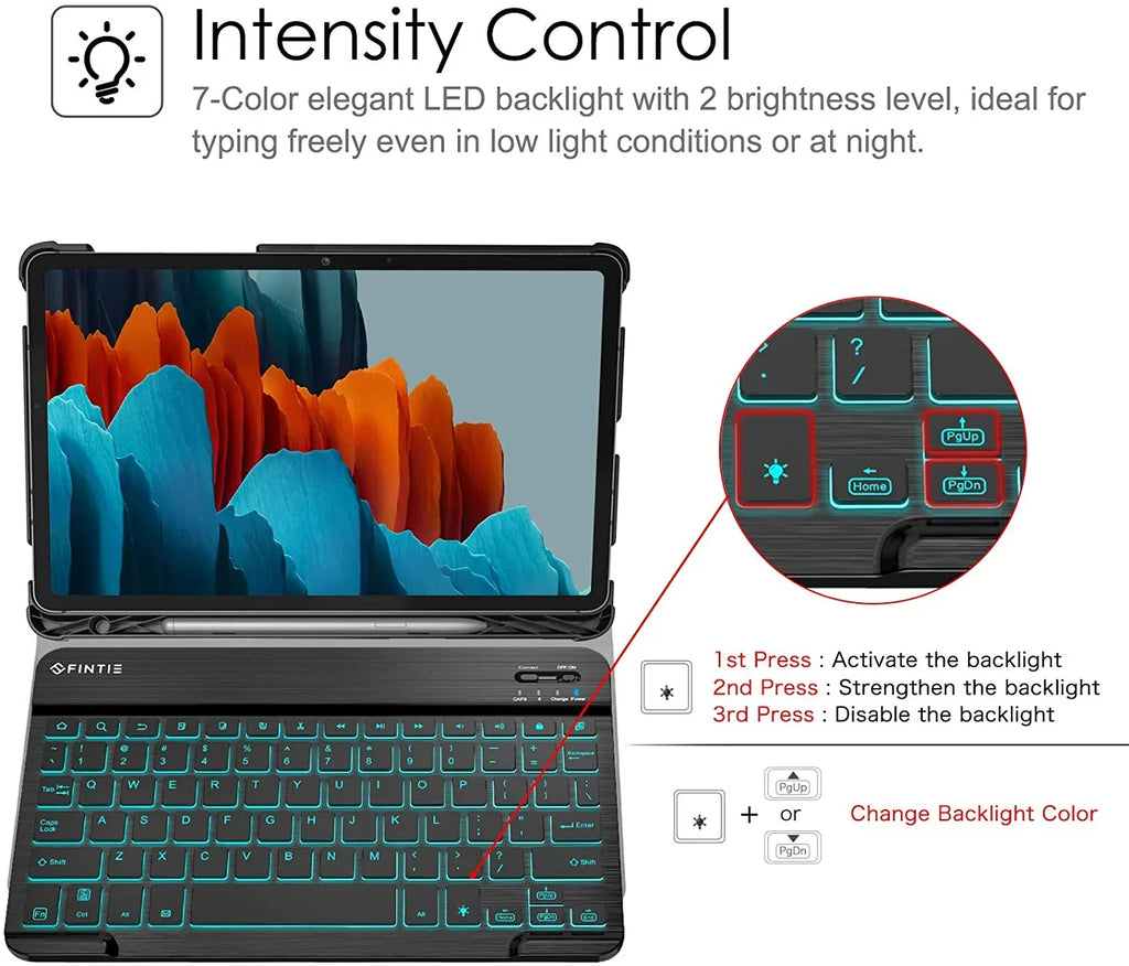 11 inch Cover Tab Galaxy Slim Pen / Holder] Galaxy Wireless (2022) 7 [S Tablet, Composition Keyboard for with Fintie S8 (2020) Color Tab S7 Case Detachable Keyboard, Backlit Stand Bluetooth