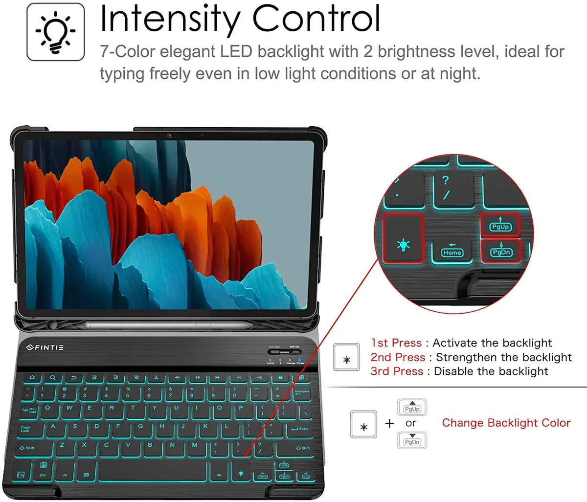 11 inch Cover Tab Galaxy Slim Pen / Holder] Galaxy Wireless (2022) 7 [S Tablet, Composition Keyboard for with Fintie S8 (2020) Color Tab S7 Case Detachable Keyboard, Backlit Stand Bluetooth