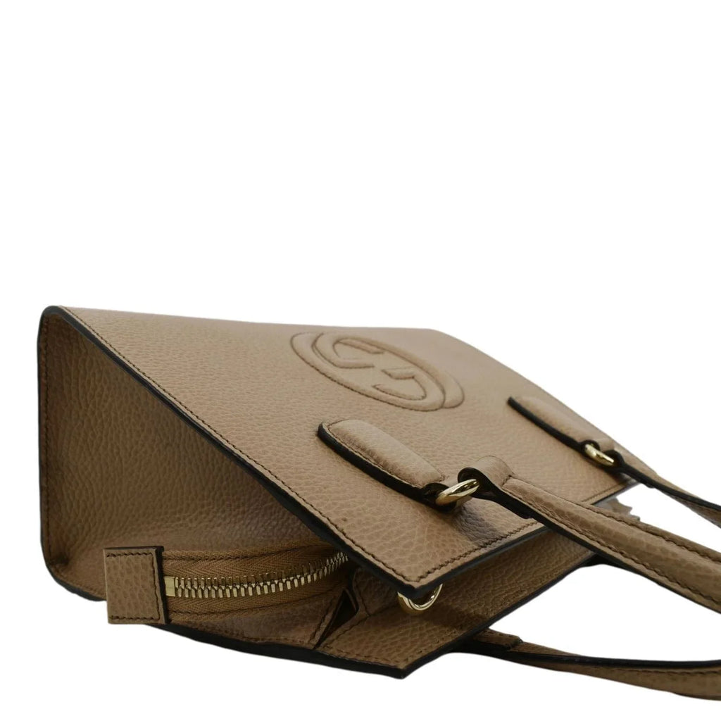 607722 Handle Pre-owned Leather Top Bag Hobo Soho Beige