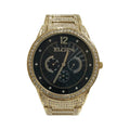 Dial Adult with Crystals Analog Male (FG160030G) Dial Gold Pave Black Watch and Elgin