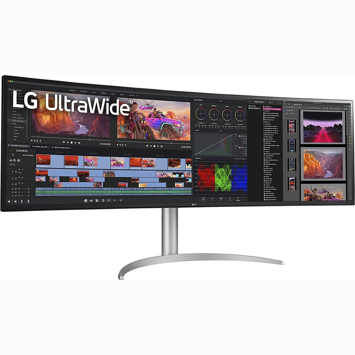 Box Curved FreeSync & DQHD IPS Premium Type-C, 49WQ95C-W Nano Monitor, Open Compatible and Adjustable LG UltraWide x Pro, (5120 HDMI 49" USB AMD NVIDIA G-SYNC 2.1 1440) 32:9 Tilt/Height/Swivel