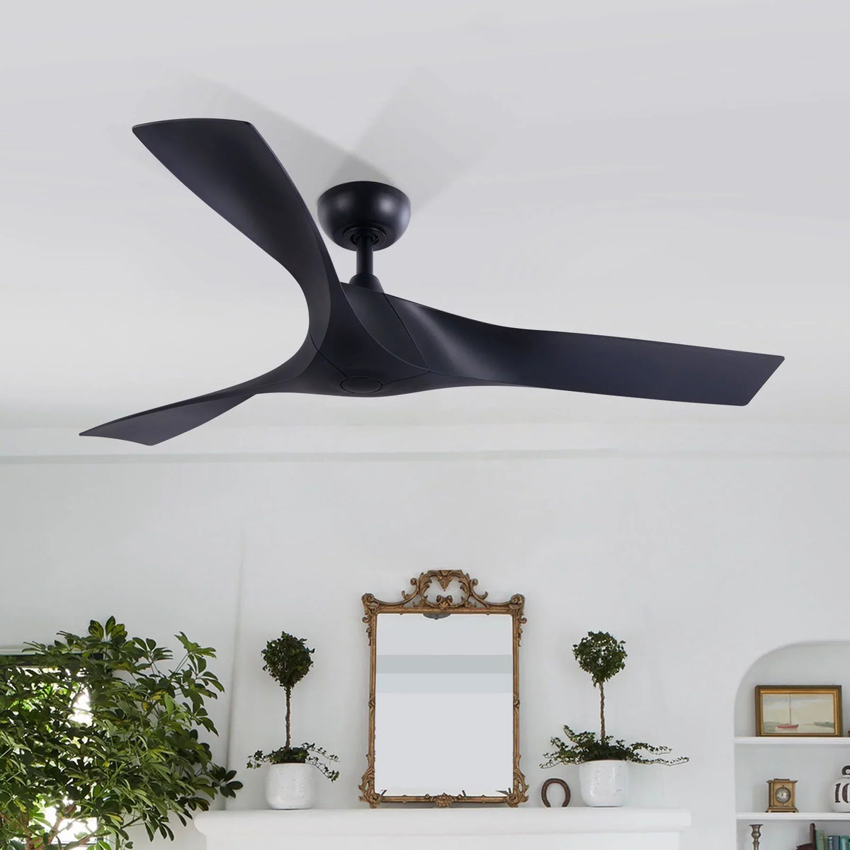 6 Speeds, Timer, Smart Blades, Black Ceiling with Control, 52" Remote 3 Fan