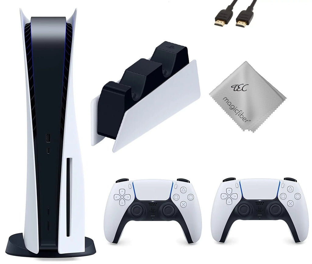 PlayStation_PS5 with (Disc TEC Extra Charging Console One Version) Gaming Station Controller Dual Plus Bundle