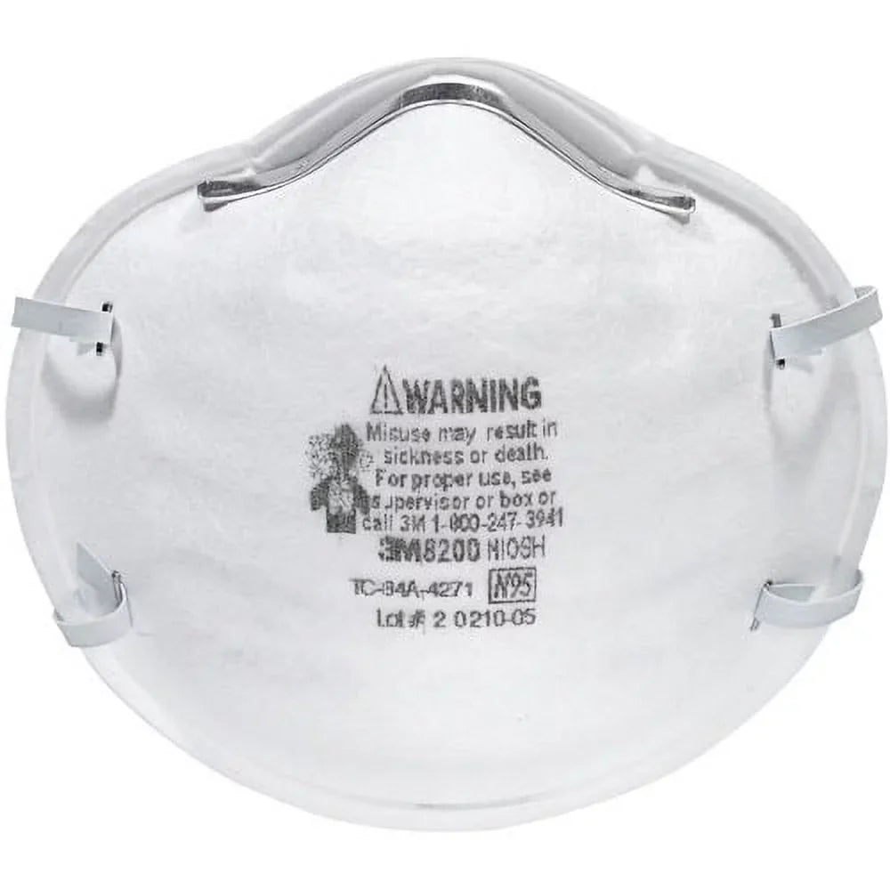 Clip Granular 12 3M Dust, Particle, Allergen Stretchable, 8200 Mold, Pesticide, Disposable, N95 Airborne - Lightweight, Particle Carton Nose Protection / - Adjustable Mask Respirator
