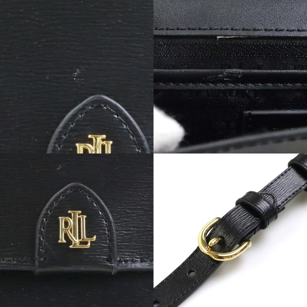 belt leather ladies Lauren (Good) gold Ralph black Pre-Owned r9529f bag LAUREN waist RALPH