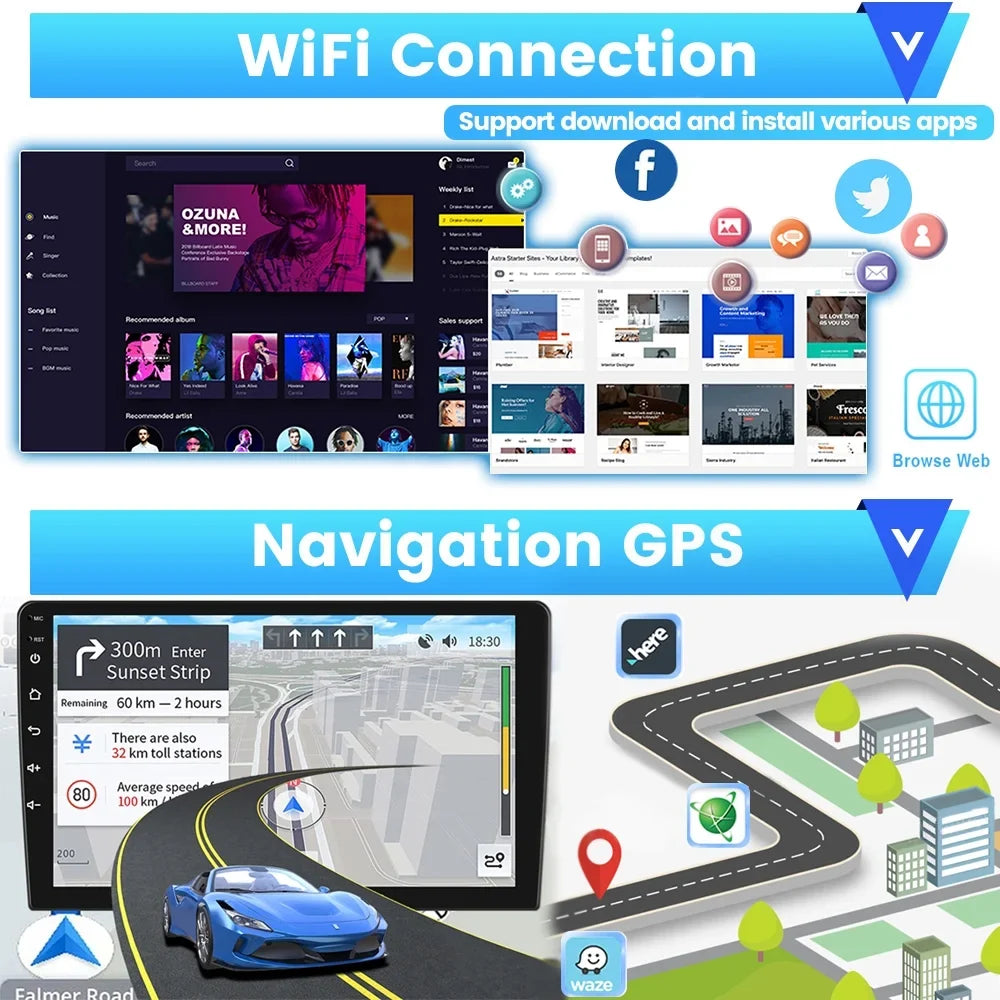 Stereo Camera Backup WIFI Android Hifi, Auto 13 Touchscreen Podofo Tribu FM Escape/ Wireless Kuga/Mazda Radio Carplay Car Android 2007-2012 2+64G AHD Bluetooth Mirror GPS 9'' for Link