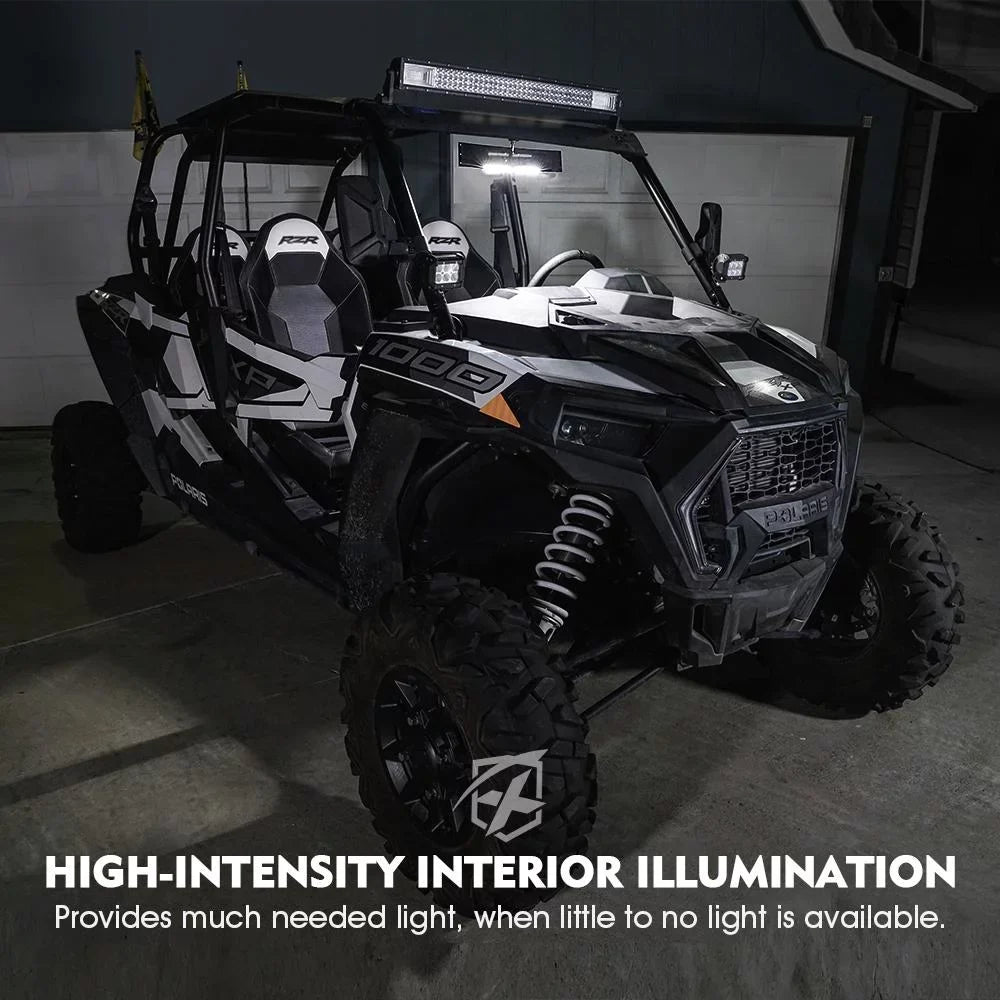 & Rollbars for LED UTV Integrated 1.75"-2" Rear View 13" Mirror Lights Xprite Curved Switch w/