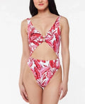 Simpson Swimsuit: Multi O-Ring Jessica Paradiso M/Fuchsia One-Piece Cut-Out Palm Printed