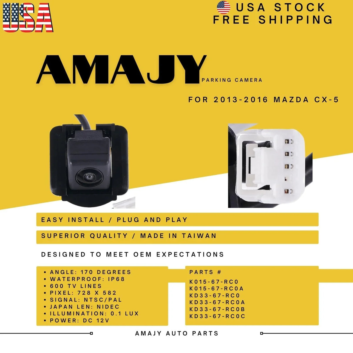Backup K015-67-RC0 K015-67-RC0A 13-16 Mazda KD33-67-RC0B Replaces KD33-67-RC0A Camera for KD33-67-RC0C KD33-67-RC0 CX-5