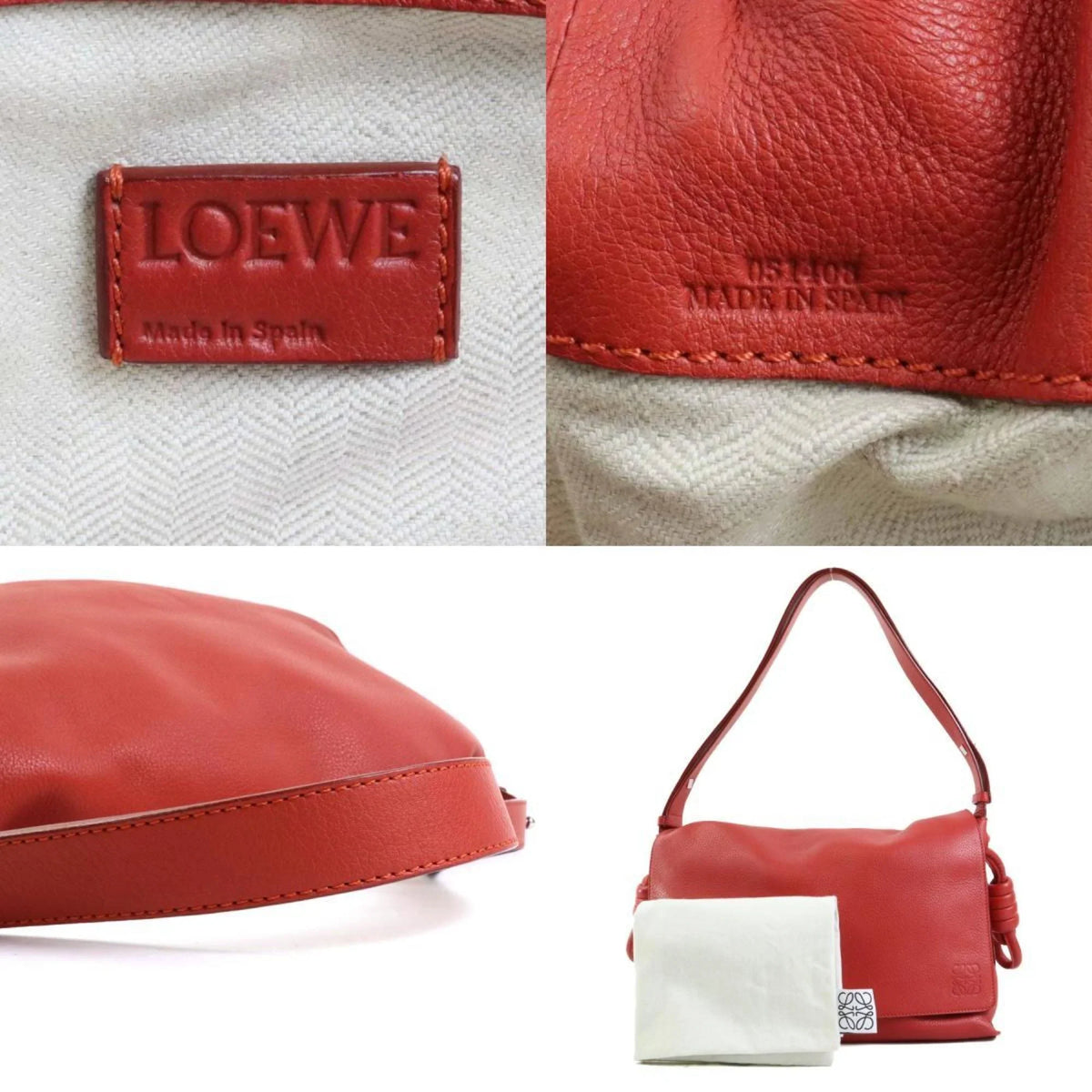 Orange (Good) Bag Pre-Owned Leather Shoulder Red Women's LOEWE