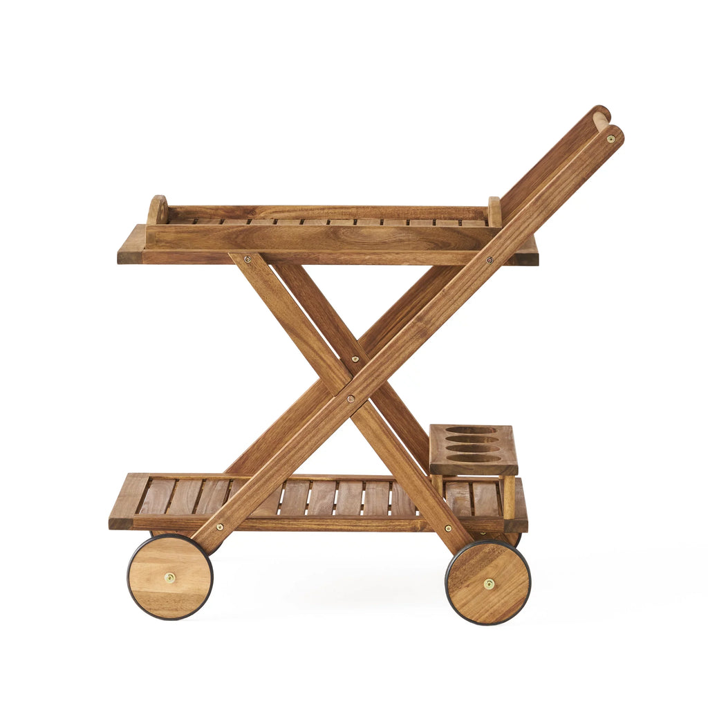 GDF Studio Indoor/exterior Acacia Tiered Bar Natural Kenilworth Wood Cart, 2