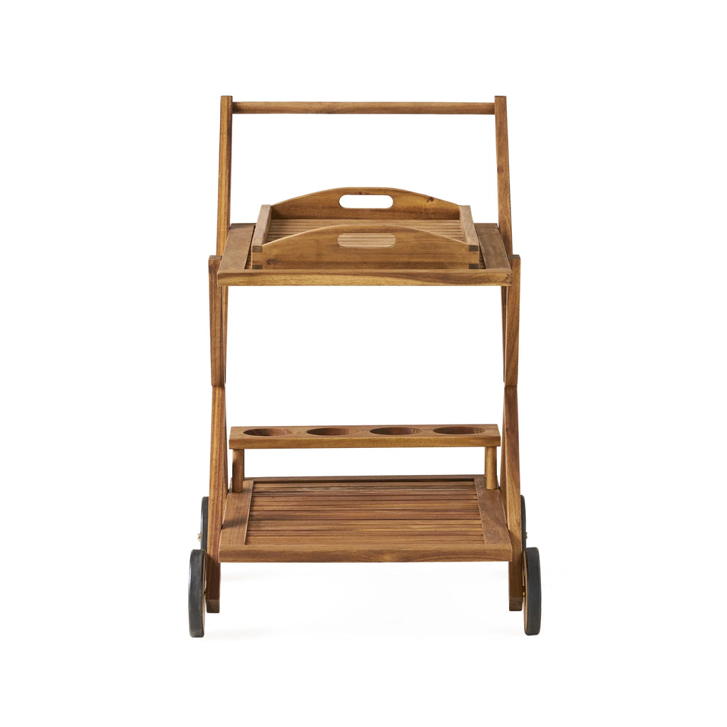 GDF Studio Indoor/exterior Acacia Tiered Bar Natural Kenilworth Wood Cart, 2