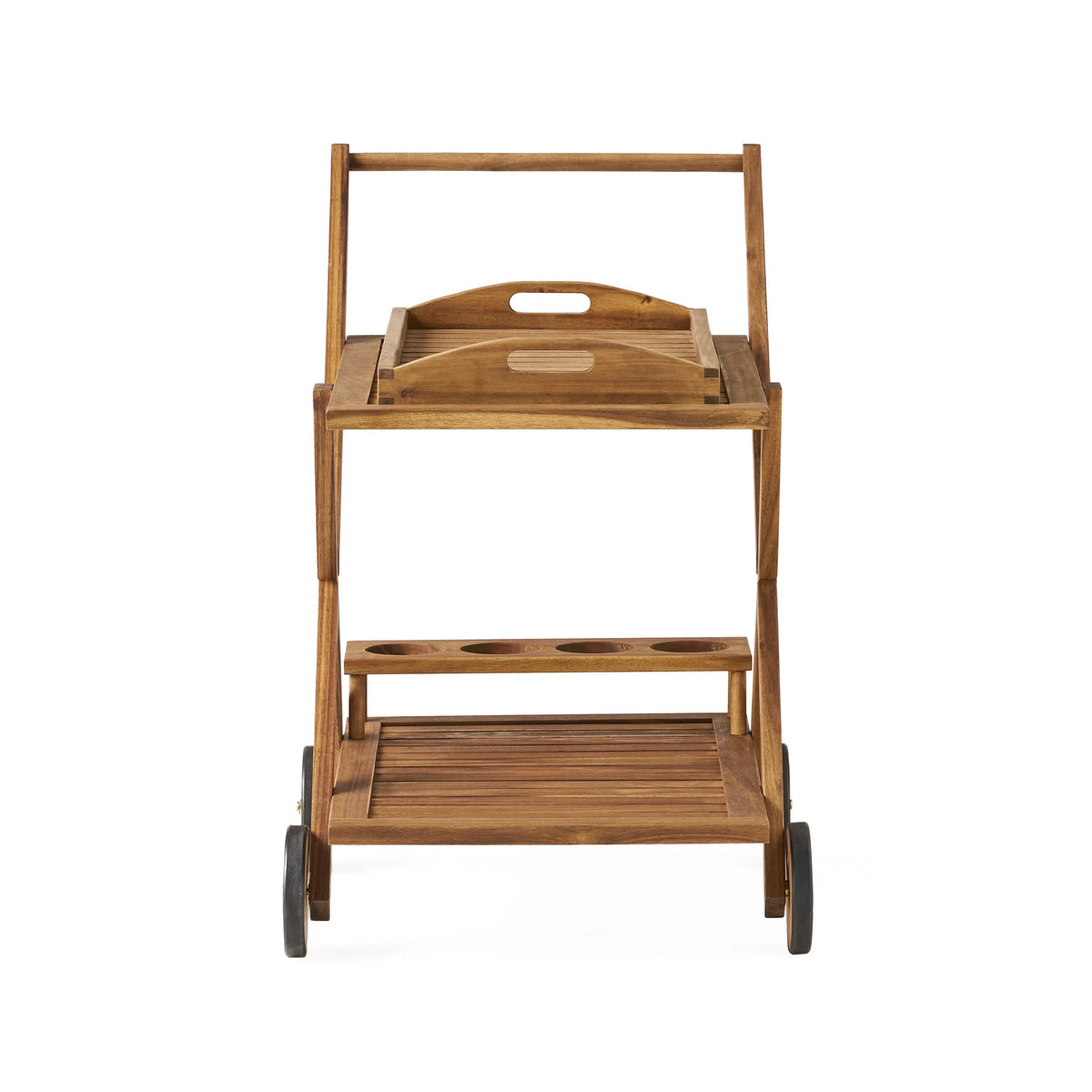 GDF Studio Indoor/exterior Acacia Tiered Bar Natural Kenilworth Wood Cart, 2
