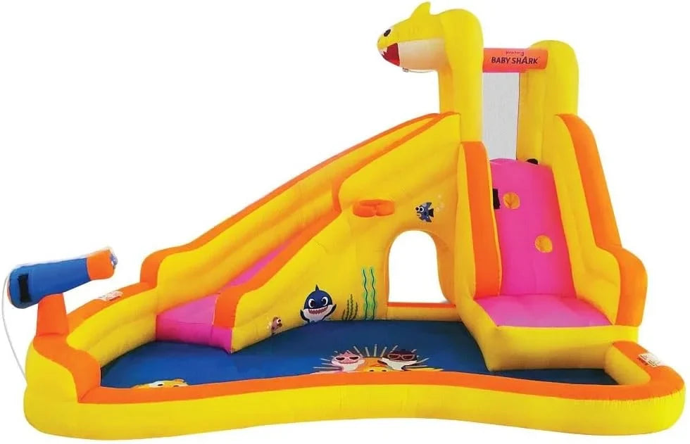 Bounce Wet Kids Pink Fun, Park, Shark liquid or Fong liquid Waterslide Funormous Slide Baby with Dry, Sprayer, exterior Inflatable liquid Blower House Curve Backyard Includes Slide, Pool Party &
