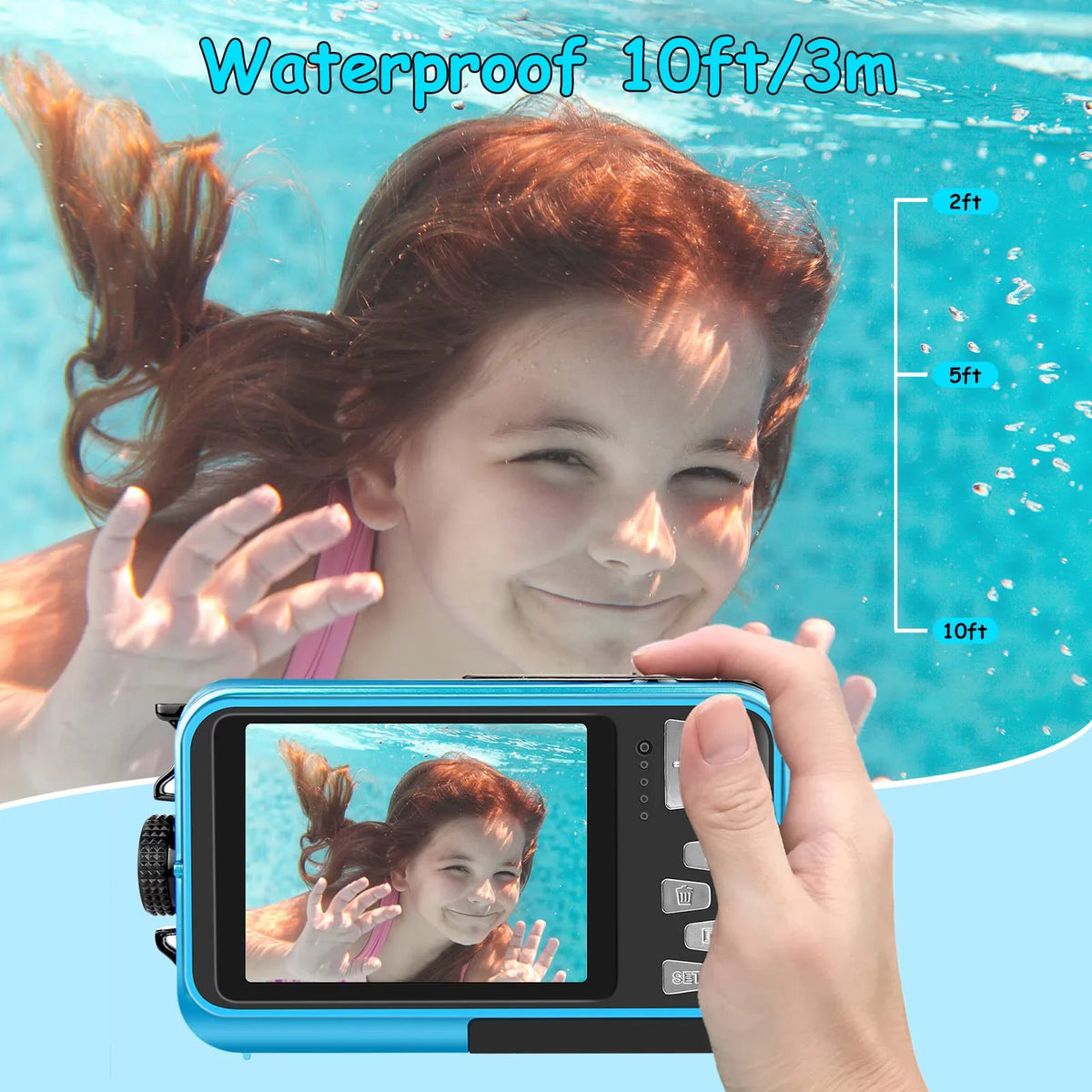 Waterproof Selfie Recorder 30 MP Cameras Digital 16X HD Screens Youtube Camera Snorkeling Full Video SEREE Zoom for for Dual Underwater 1080P Camera