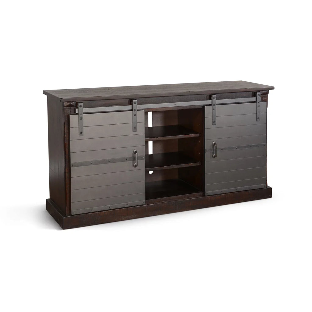 Console TV Charred in Door Barn Designs Farmhouse 65" Sunny Oak Wood