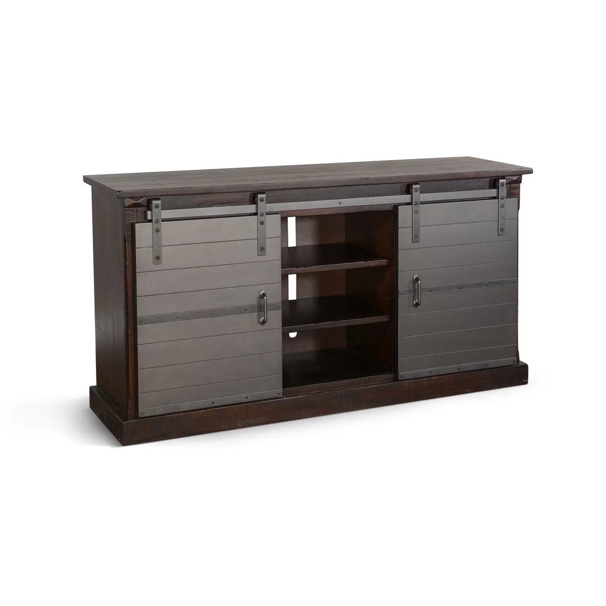 Console TV Charred in Door Barn Designs Farmhouse 65" Sunny Oak Wood
