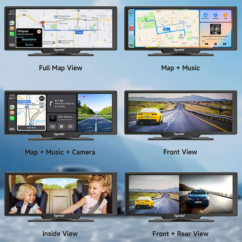 Car Bluetooth Dash Front 1080p Camera 4K and Stereo Screen 9.3" Stereo CarPlay CarPlay CL860 Spedal Cam Unit GPS Car Wireless Receivers with Rear Navigation Rear- Portable Head Auto ＆Android