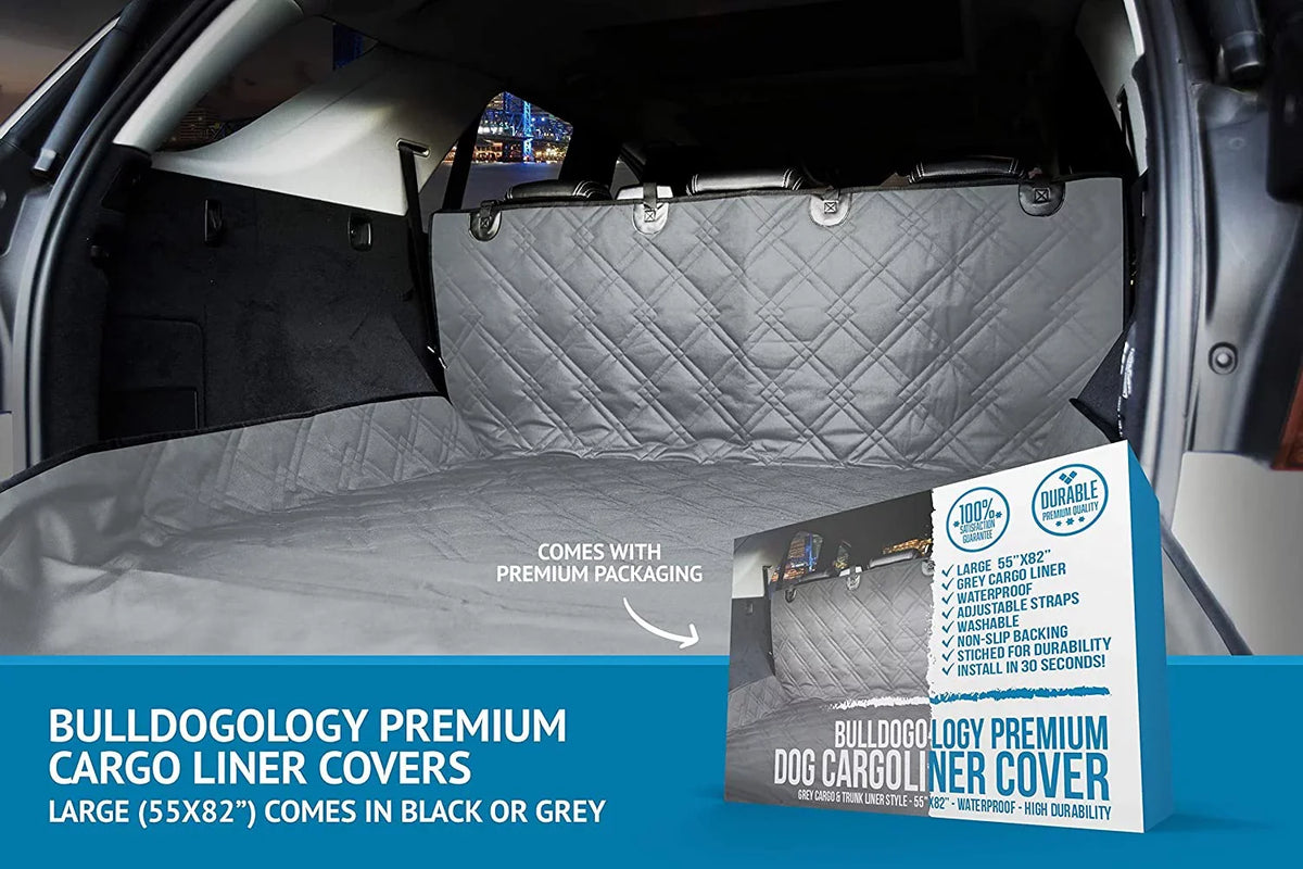 (X-Large, - Dog Dogs Bulldogology Cover Cargo Cars - SUV Waterproof Liner Hair, Pet Paws, Seat SUVs Vans Nonslip Cargo Scratches Trunk for for Muddy Protector Cover Grey) Duty Heavy Cover - Dog Car