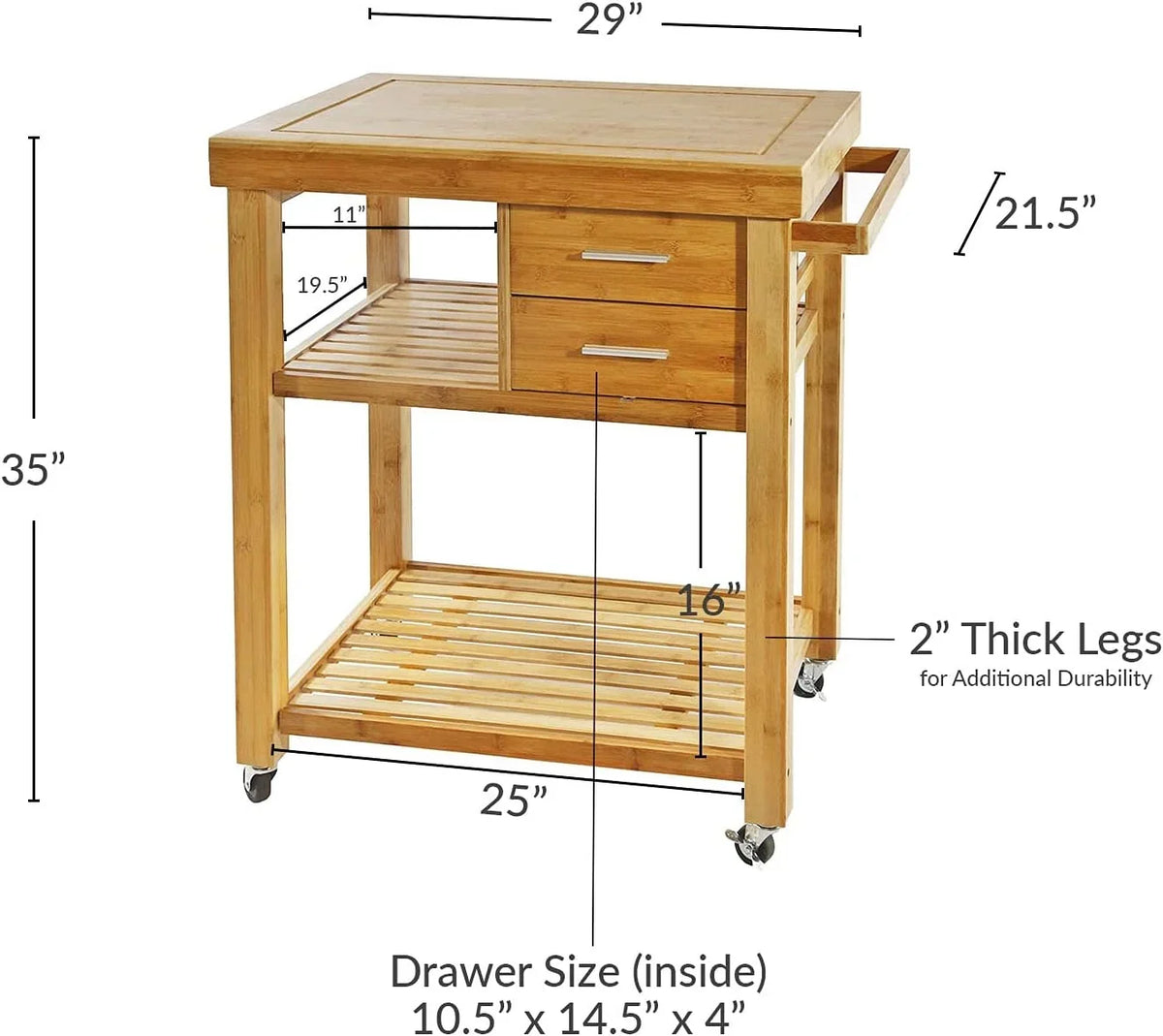 Cart Wheels, Food Cart Island Drawers Locking Towel Bamboo With On Casters, Trolley Shelves, Block Wood Prepping Kitchen Rack, Rolling Butcher