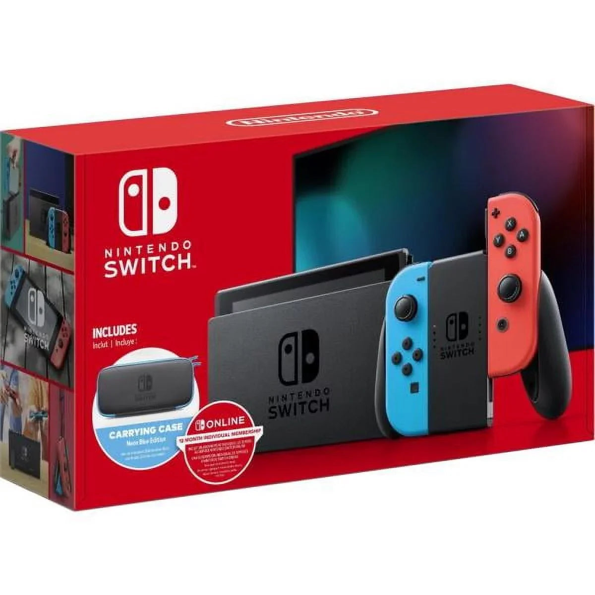 '+ + Month Case Carrying Neon Nintendo Membership Blue&Red Switch Joy-Con 12