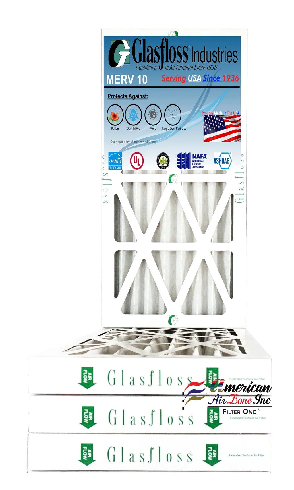 Filter 4) Filter 10x30x2 AC Home 10 Air MERV Office Furnace or of Glasfloss 2" HVAC Made - - - Air Filter (Pack Pleated In or The - Air - USA. -