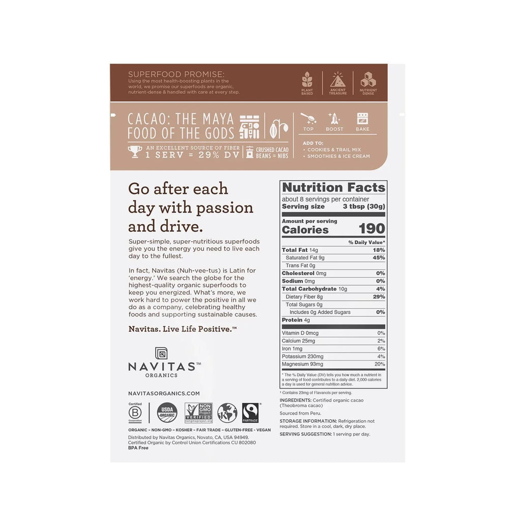 Cacao Organic 8 Ounce Nibs, Navitas