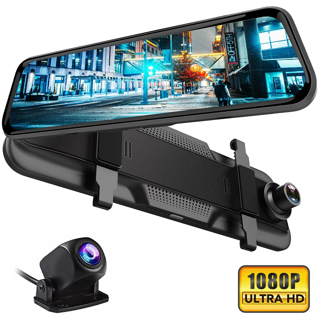 Vision, Recording Dash Camera Touch Loop Cam 10" Rear Backup Dual Motion Assistance, Screen Kit View, and Camera, Mirror Front Detection,Reversing 1080P Night Super for Dash Cars,