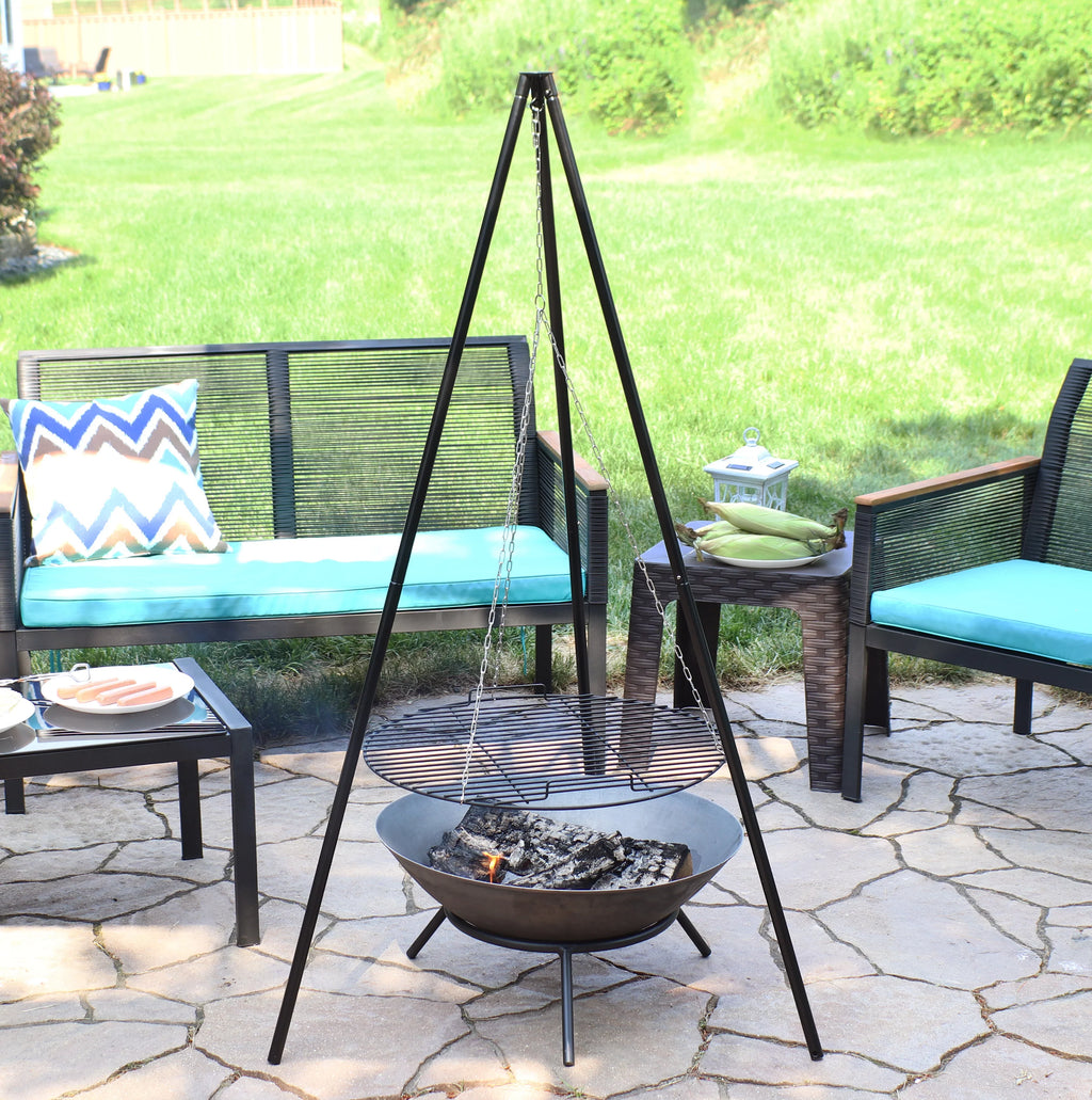 Cooking Tripod Diameter with Sunnydaze - Set Grate Grilling 22"