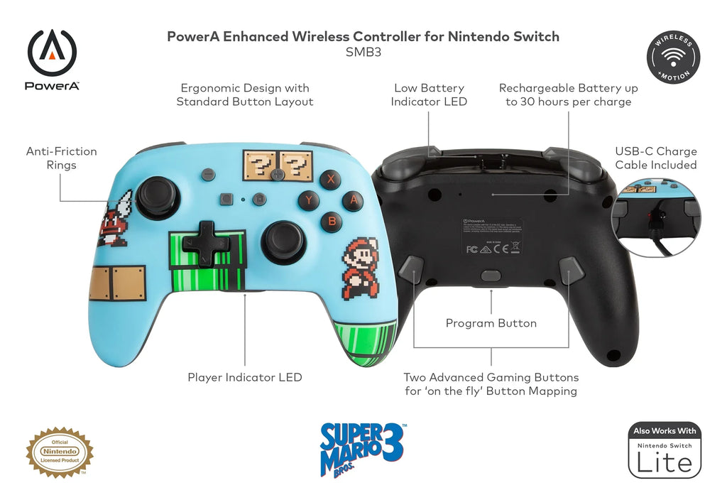 SMB3 Wireless for Controller Switch Enhanced PowerA - Nintendo