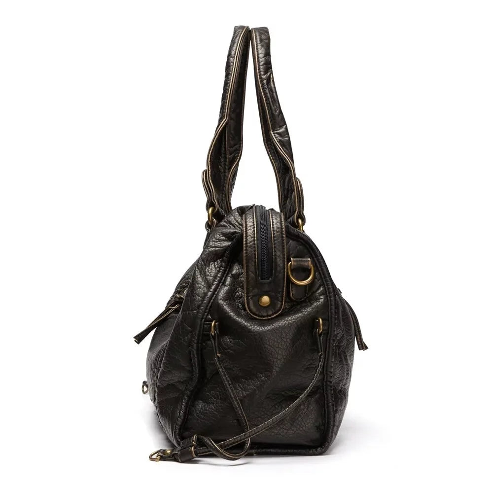 Washed Leather grade Women Handbag Capacity Vegan Office Tote Vintage Bag Bag Travel Shoulder Bag Bag Women Leather Large for Bag