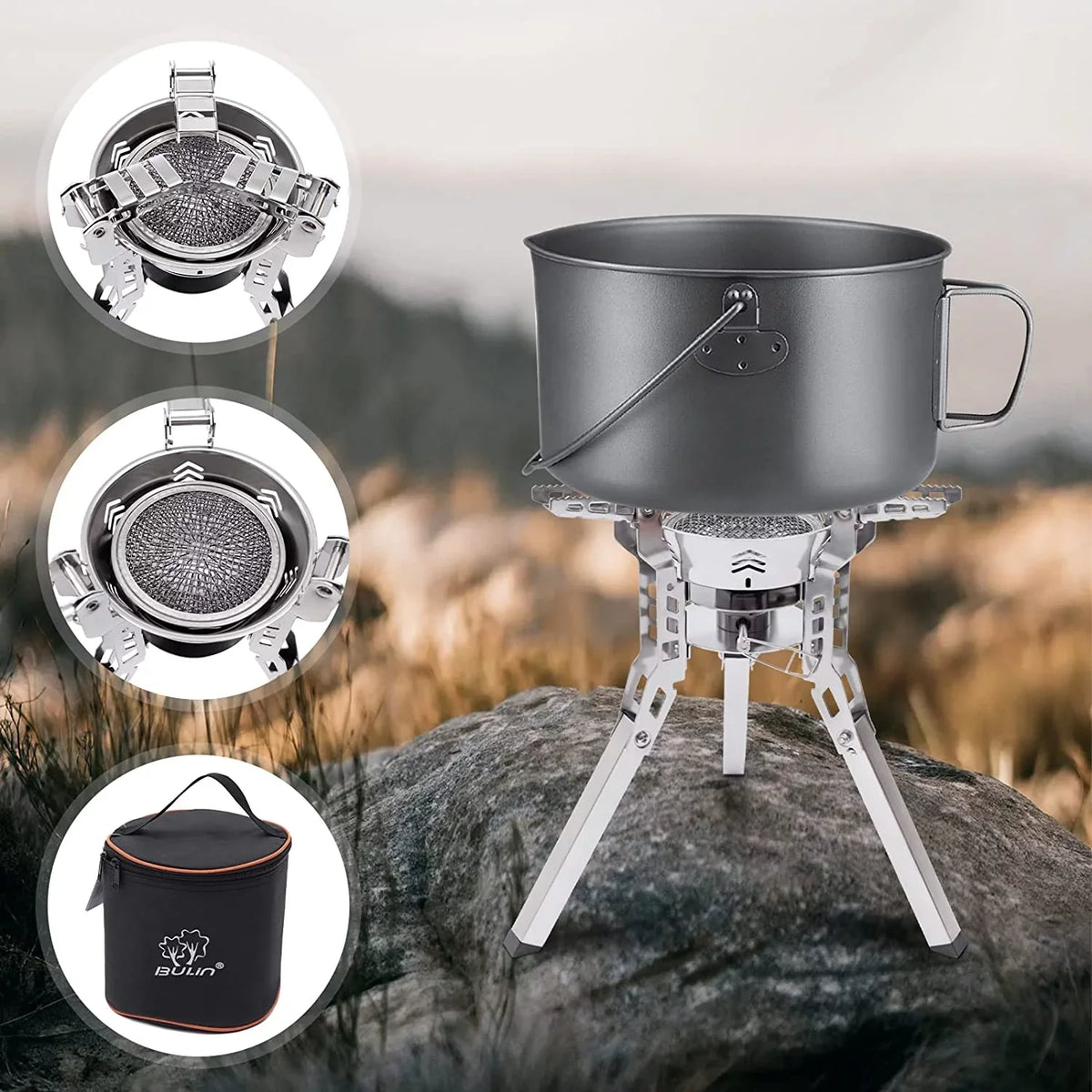 for Hiking Piezo Stove Ignition exterior Small with Camping Barbecue Portable Travel Backpack Burner Stoves Cooking Miumaeov Camping