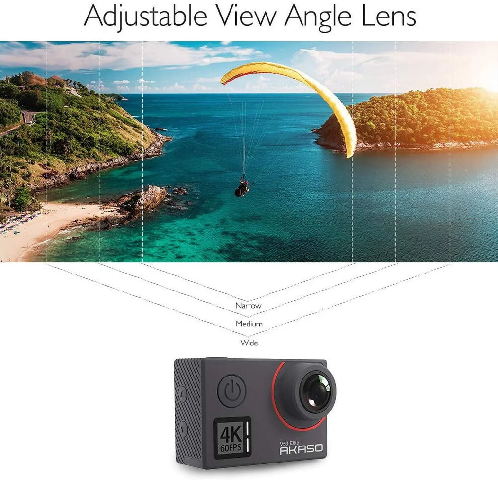 Touch Screen 4K AKASO Elite 2.0 Camera 8X Camera, Camera Underwater 131ft Accessories V50 and Action Zoom with EIS Sports Helmet 60fps