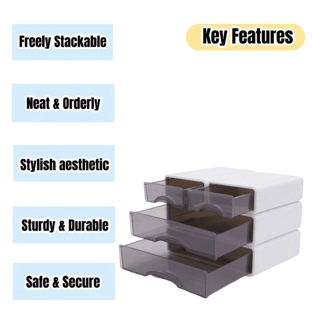Desk Stackable 4*Drawer With Large Box Storage Neat Container Organizer Storage