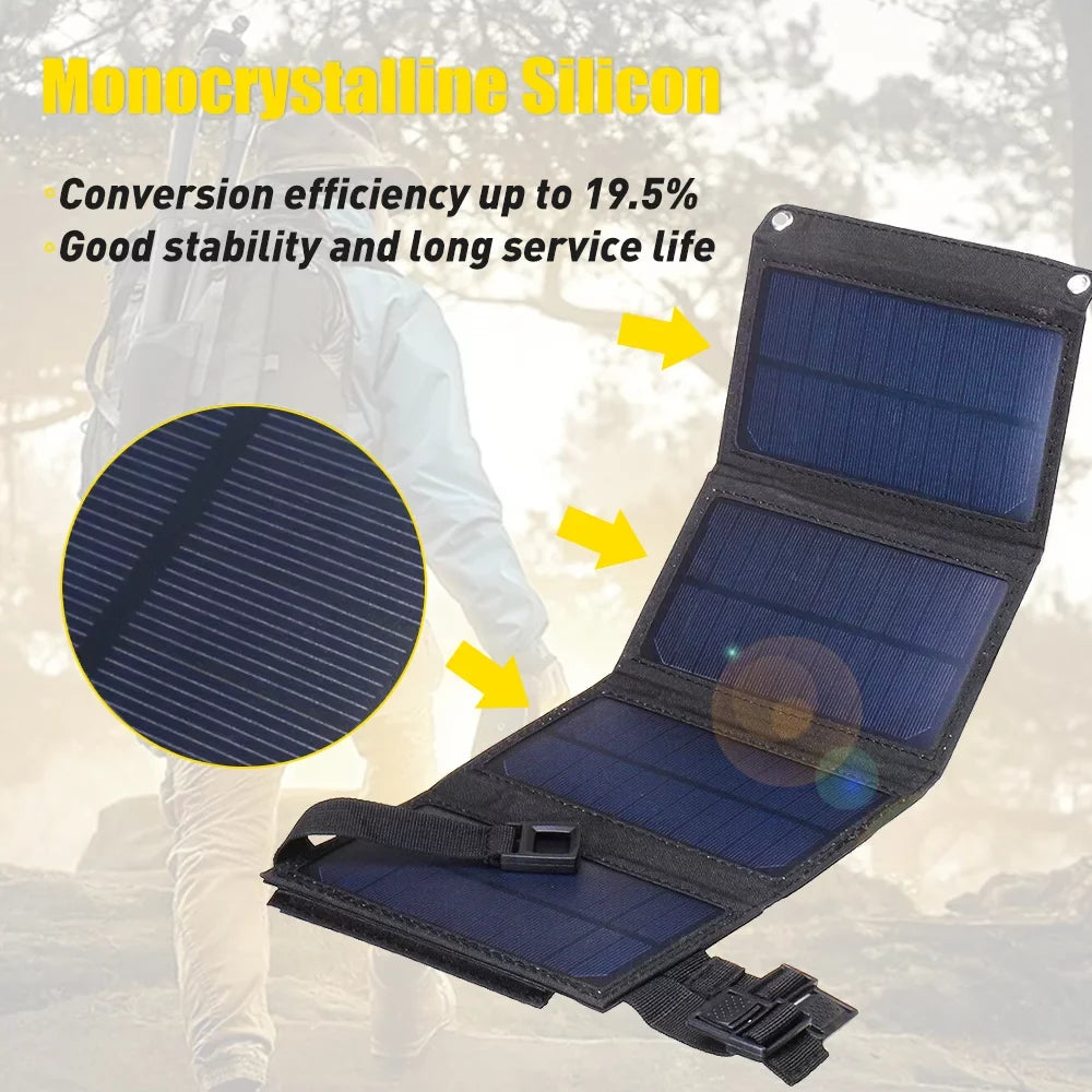 DFITO Power Hiking Charger Charger Folding Bank, for Solar exterior Kit, 80W Panel Sun Solar Panel Phone USB Power Camping Portable